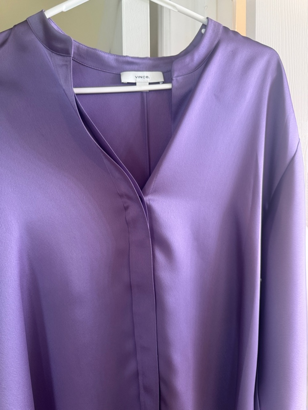 Vince Purple Satin V-Neck Top